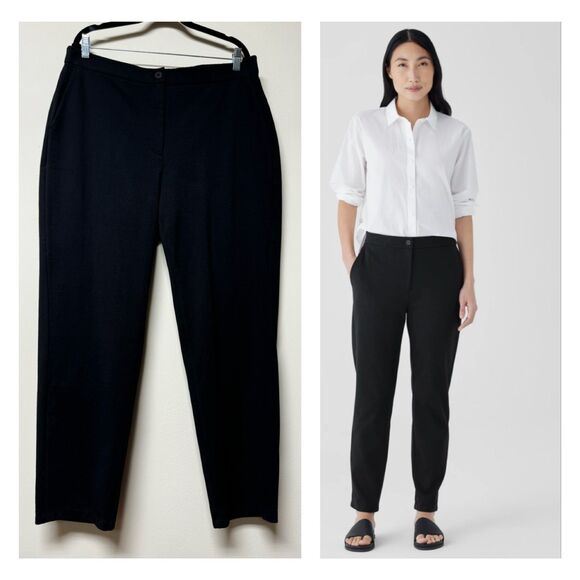 EILEEN FISHER Cotton Blend Ponte High-Waisted Slim Fit Pant, Ankle Length, Sz XL - Picture 1 of 16